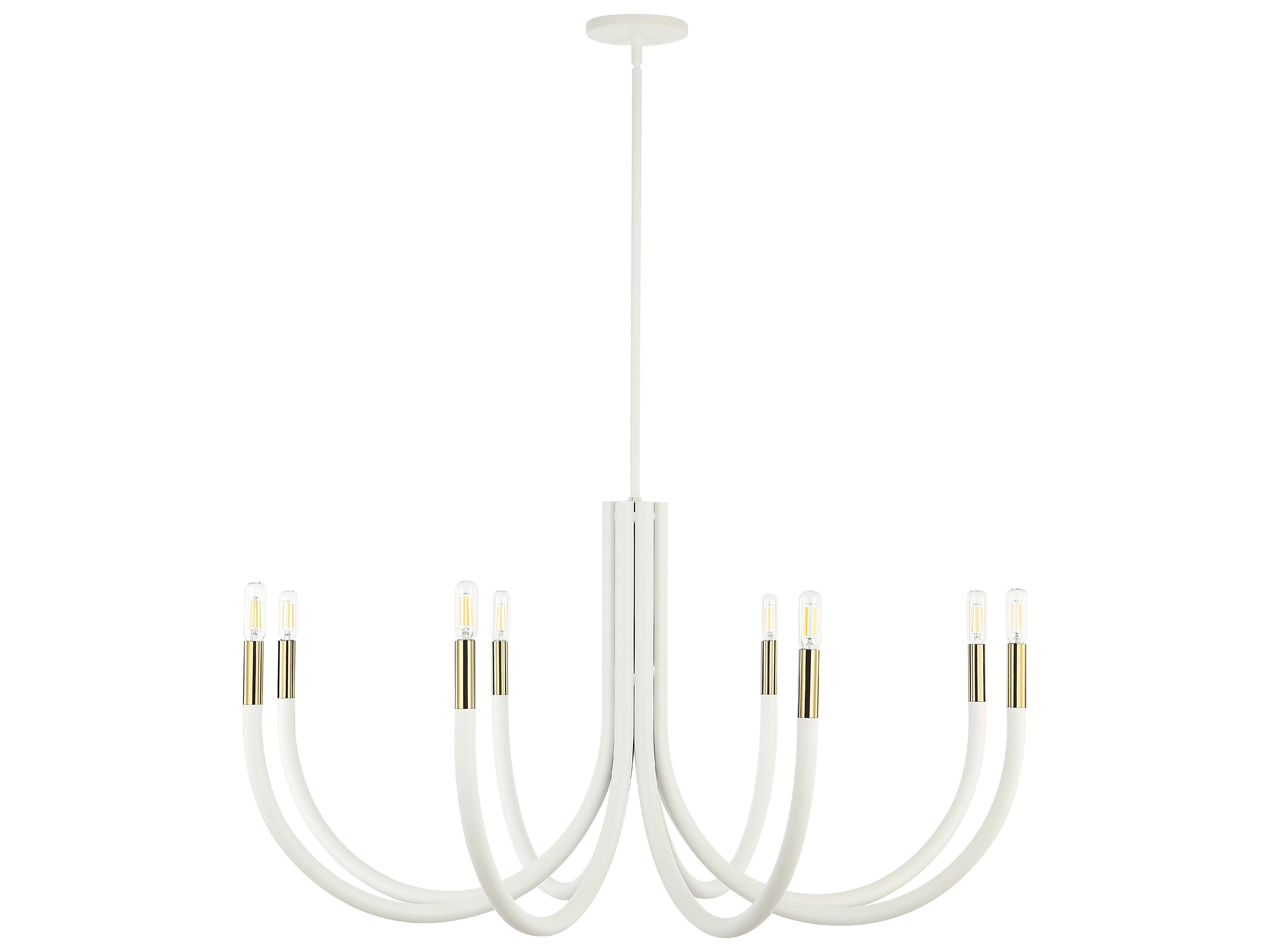 Dainolite Wand 8-Light Sandy White Aged Brass Candelabra Chandelier