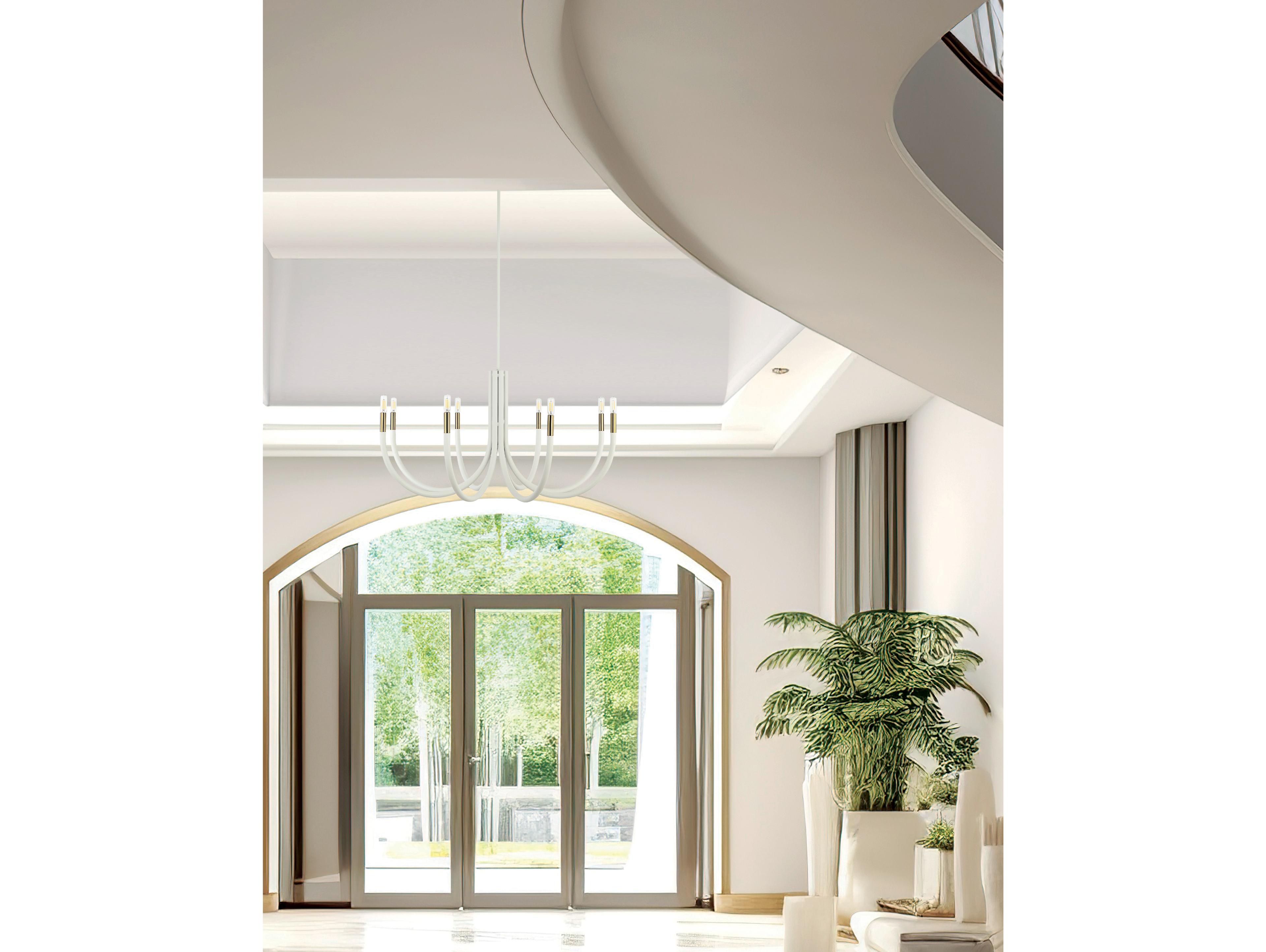 Dainolite Wand 8-Light Sandy White Aged Brass Candelabra Chandelier