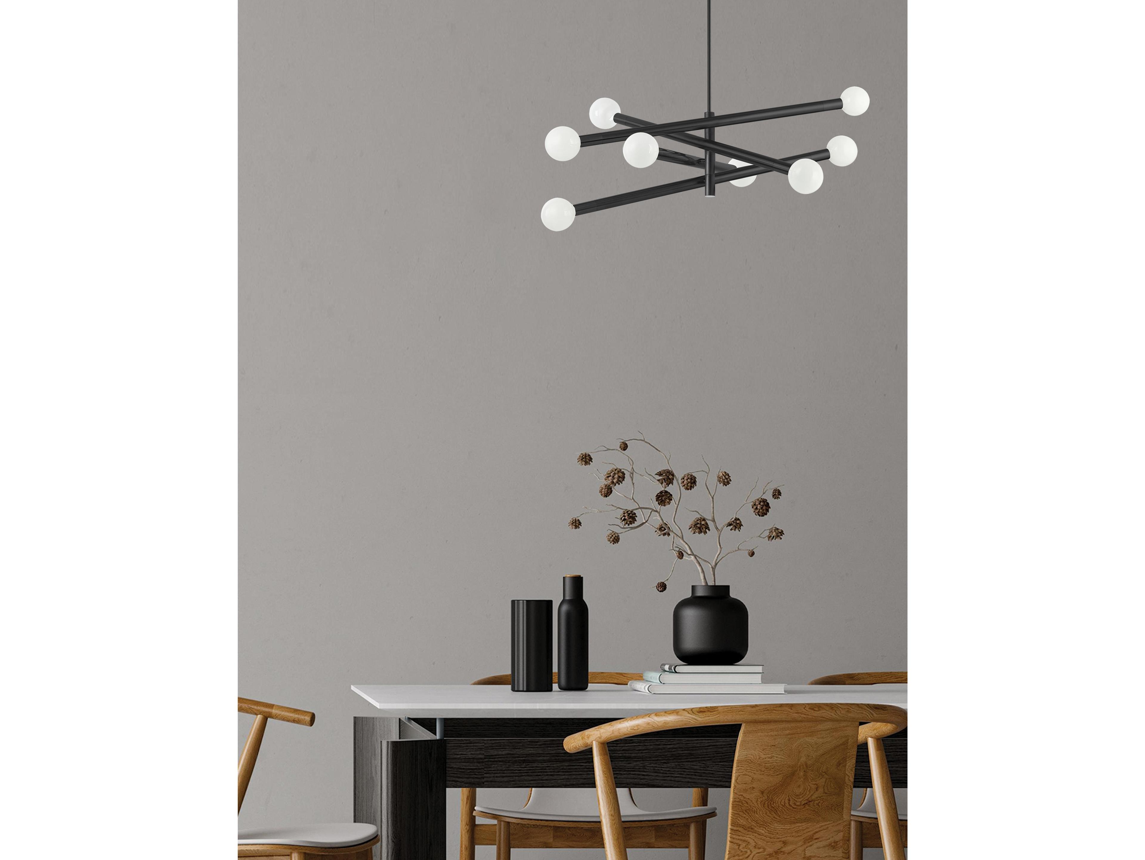 Dainolite Wand 8-Light Matte Black Linear Tiered Chandelier