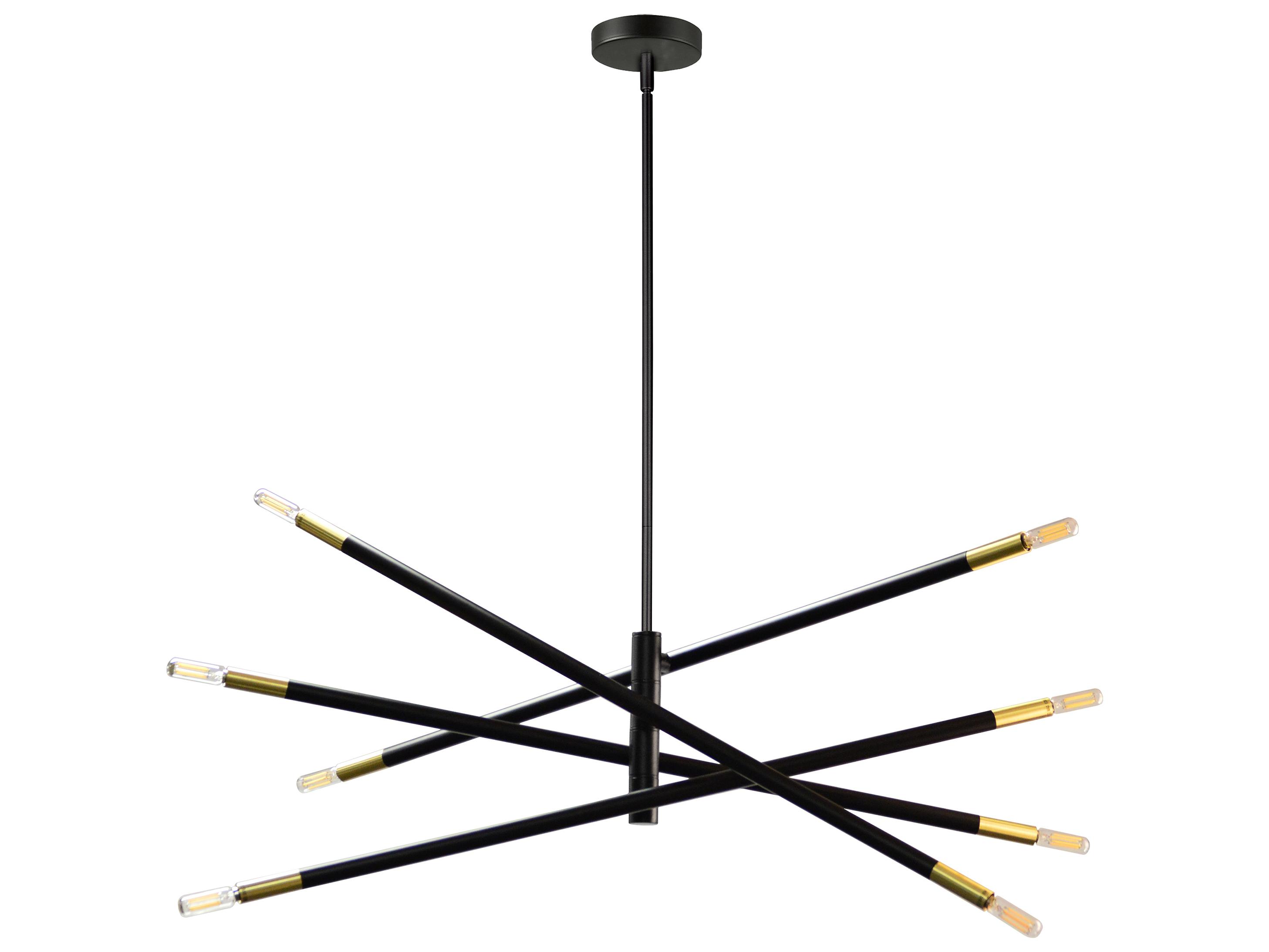 Dainolite Wand 8-Light Matte Black Aged Brass Linear Chandelier