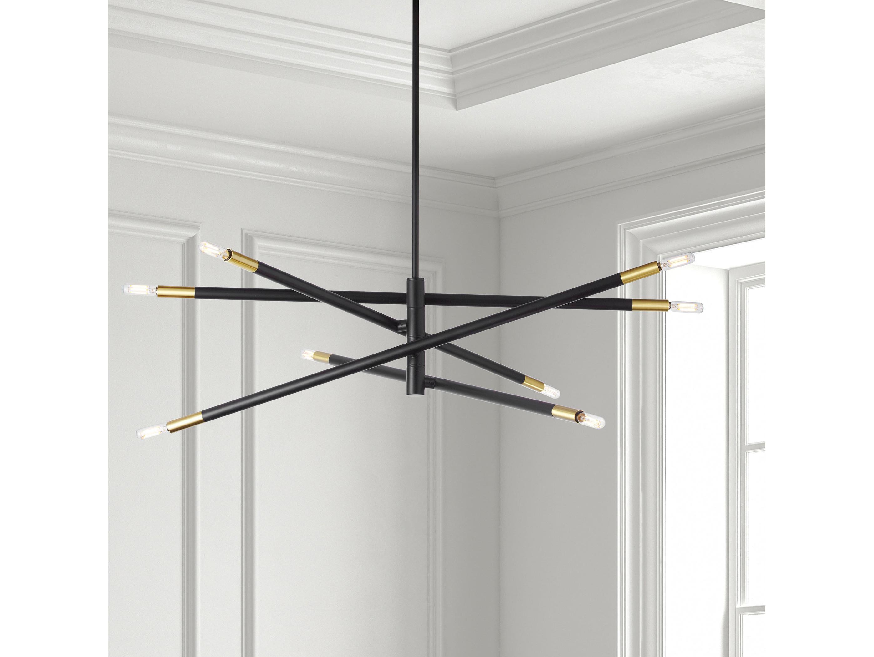 Dainolite Wand 8-Light Matte Black Aged Brass Linear Chandelier
