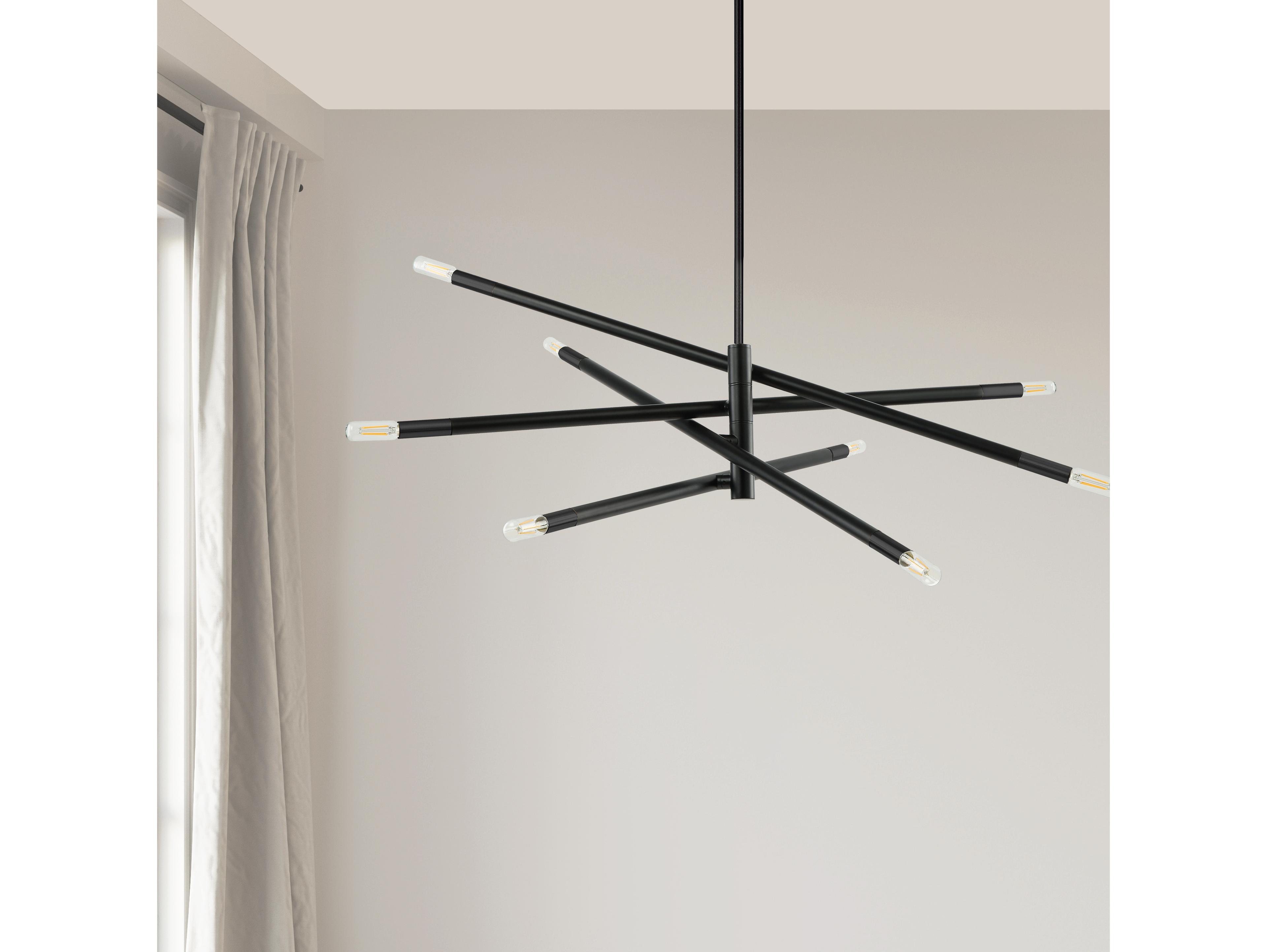Dainolite Wand 8-Light Matte Black Linear Chandelier