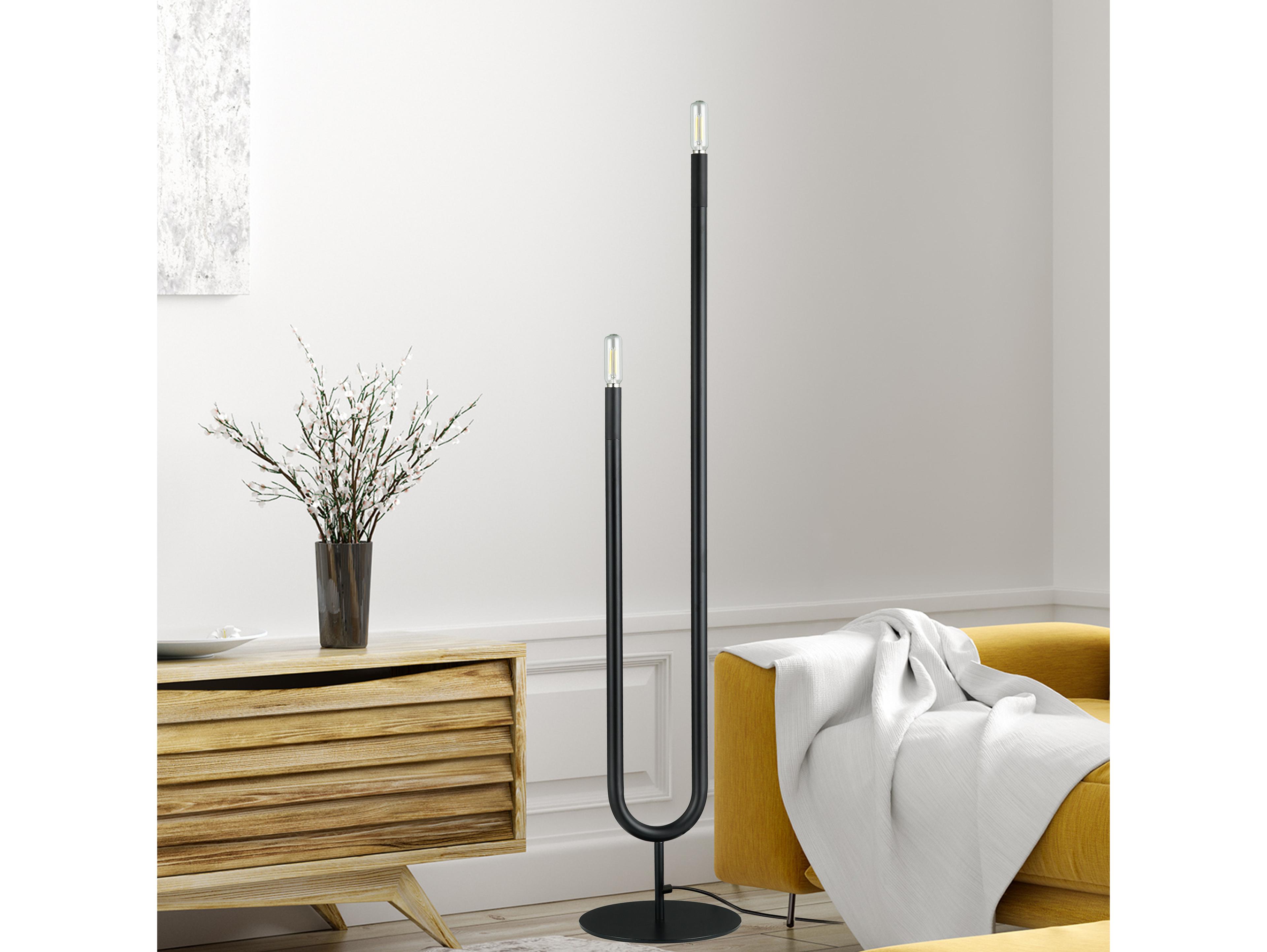 Dainolite Wand Matte Black Floor Lamp