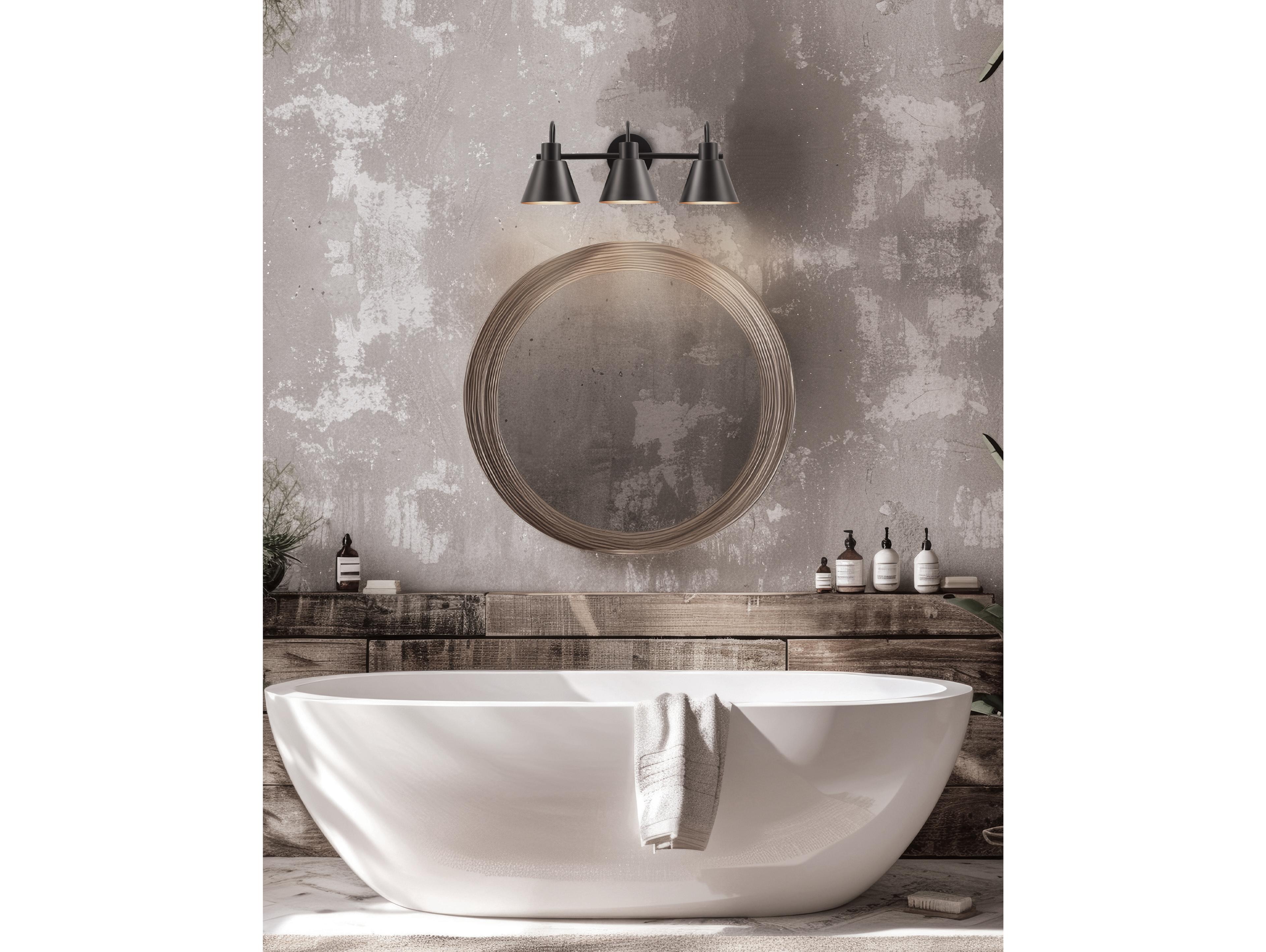 Dainolite Westley 3-Light Matte Black Vanity Light