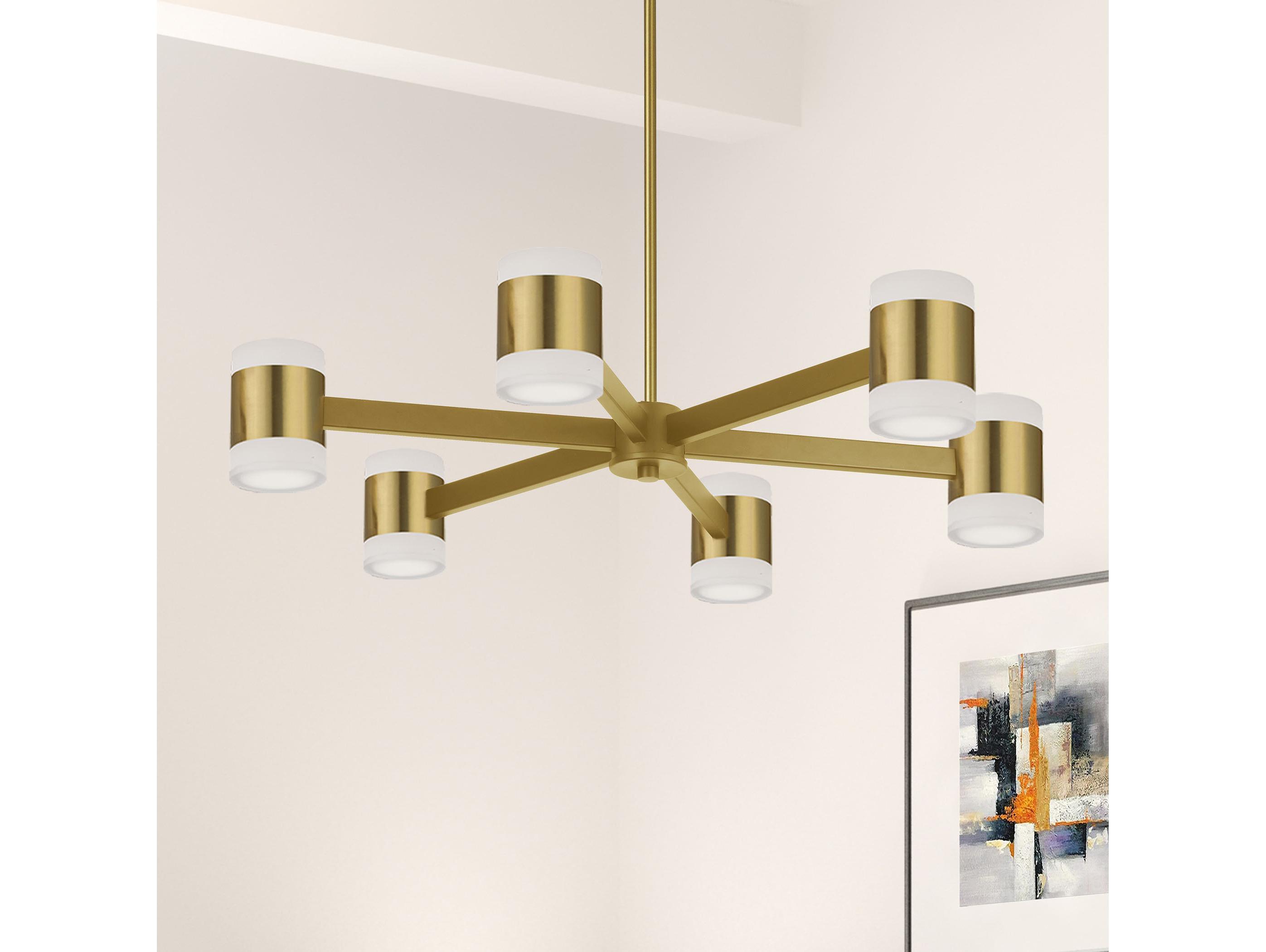 Dainolite Wilson 12-Light Aged Brass Cylinder Geometric Chandelier