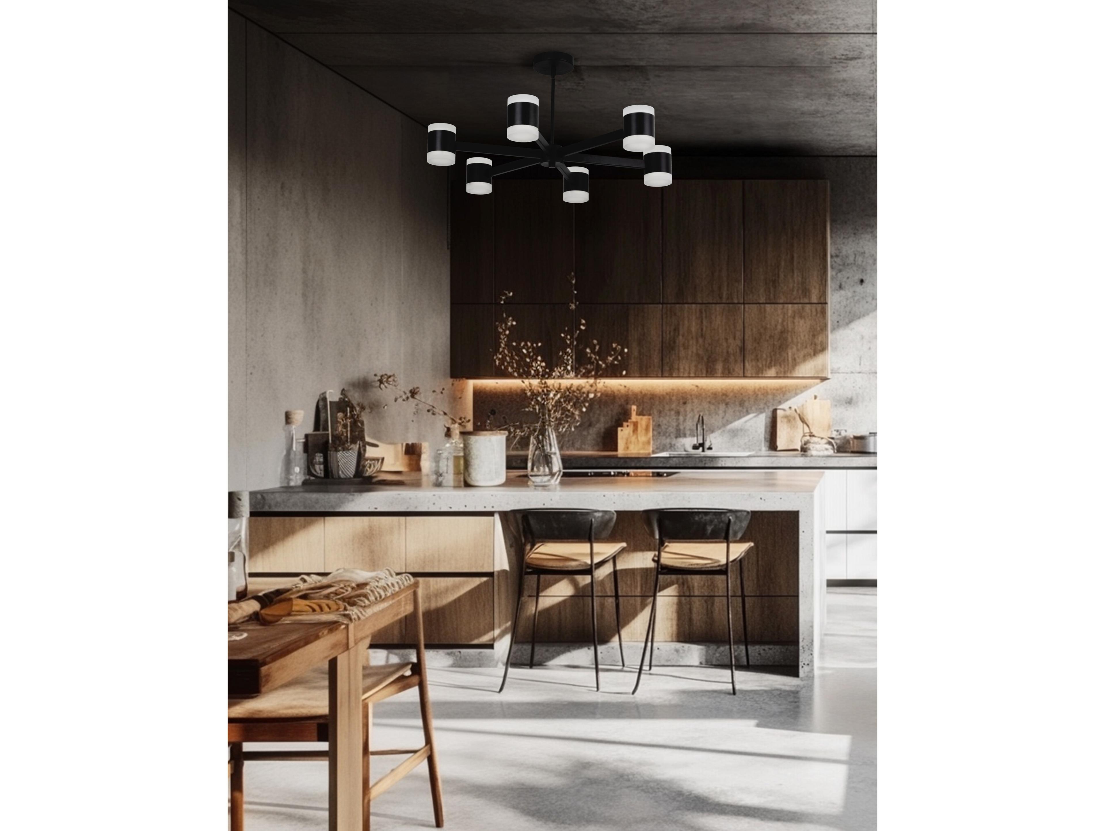 Dainolite Wilson 12-Light Matte Black Cylinder Geometric Chandelier