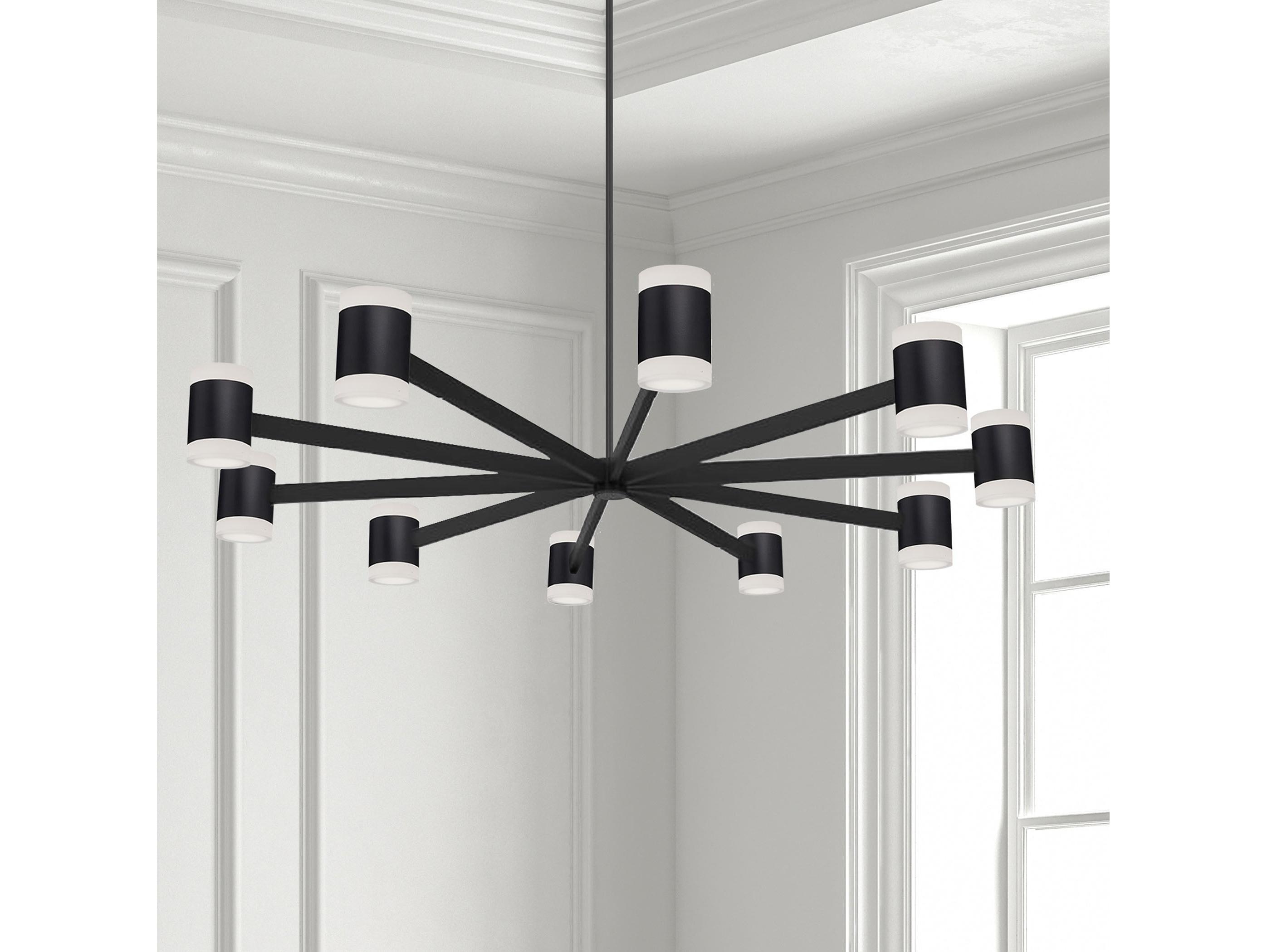 Dainolite Wilson 20-Light Matte Black Cylinder Geometric Chandelier