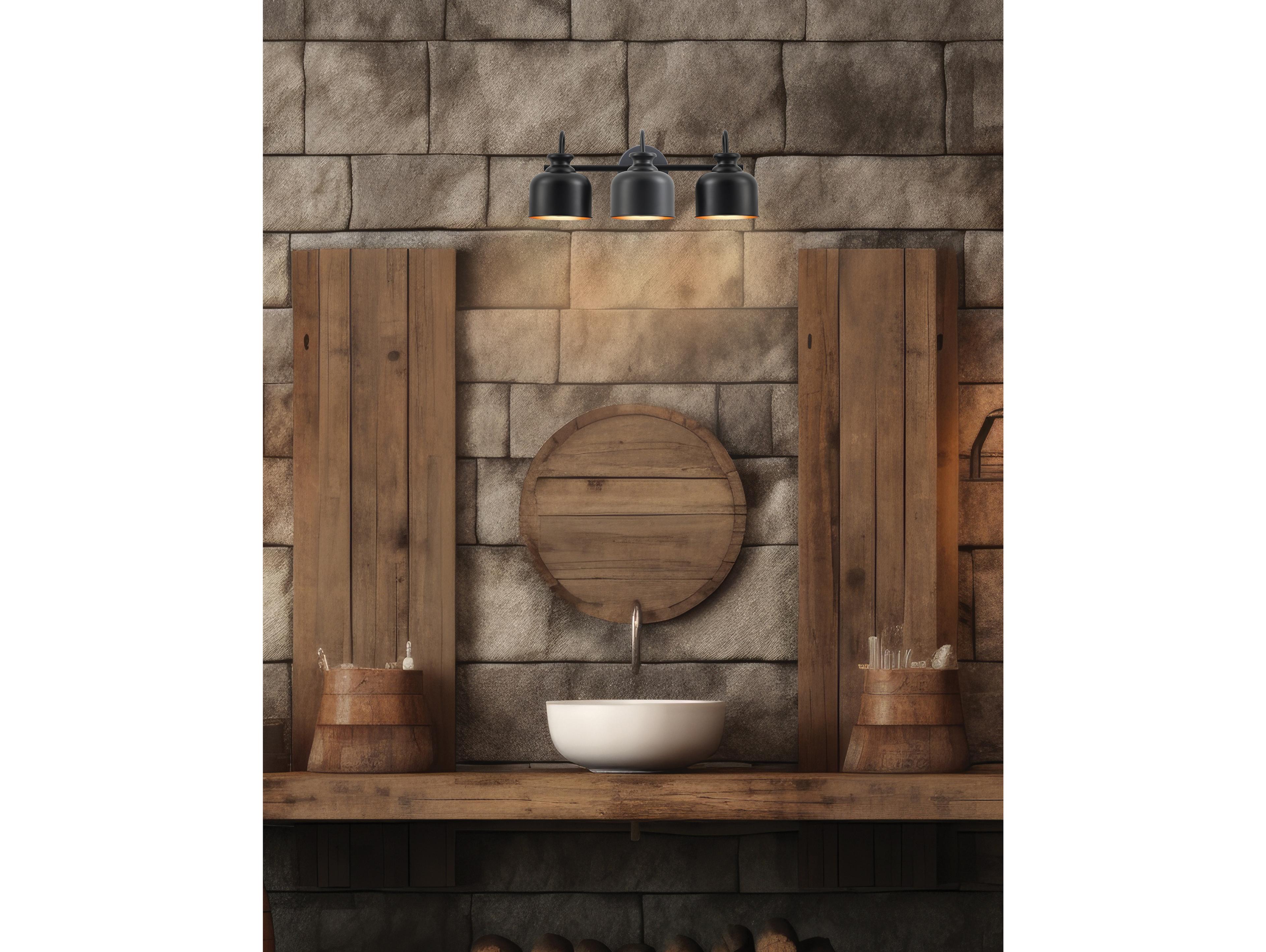 Dainolite Wrigley 3-Light Matte Black Vanity Light