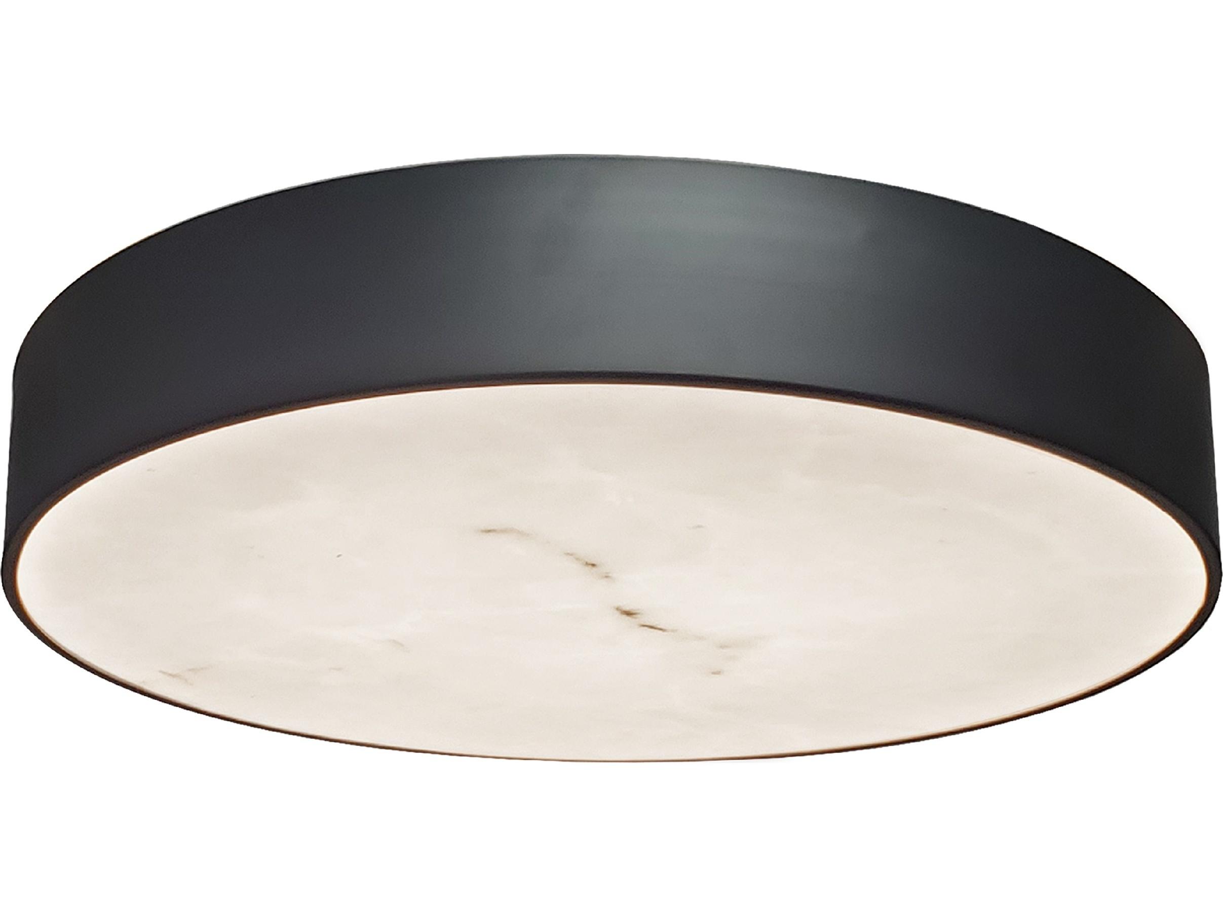 Dainolite Walsh 1-Light Alabaster Matte Black Round Flush Mount