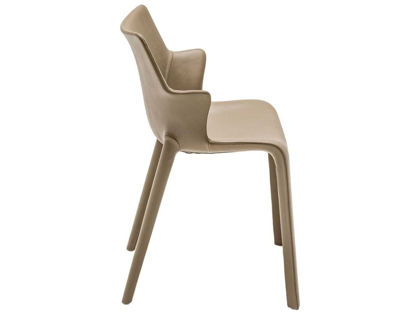 Driade Lou Eat By Phillippe Starck Leather Brown Upholstered Side Dining Chair