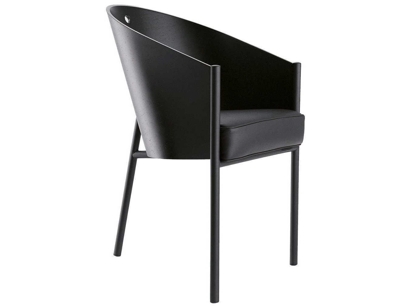 Driade Costes By Phillipe Starck Leather Ply Wood Black Upholstered Arm Dining Chair