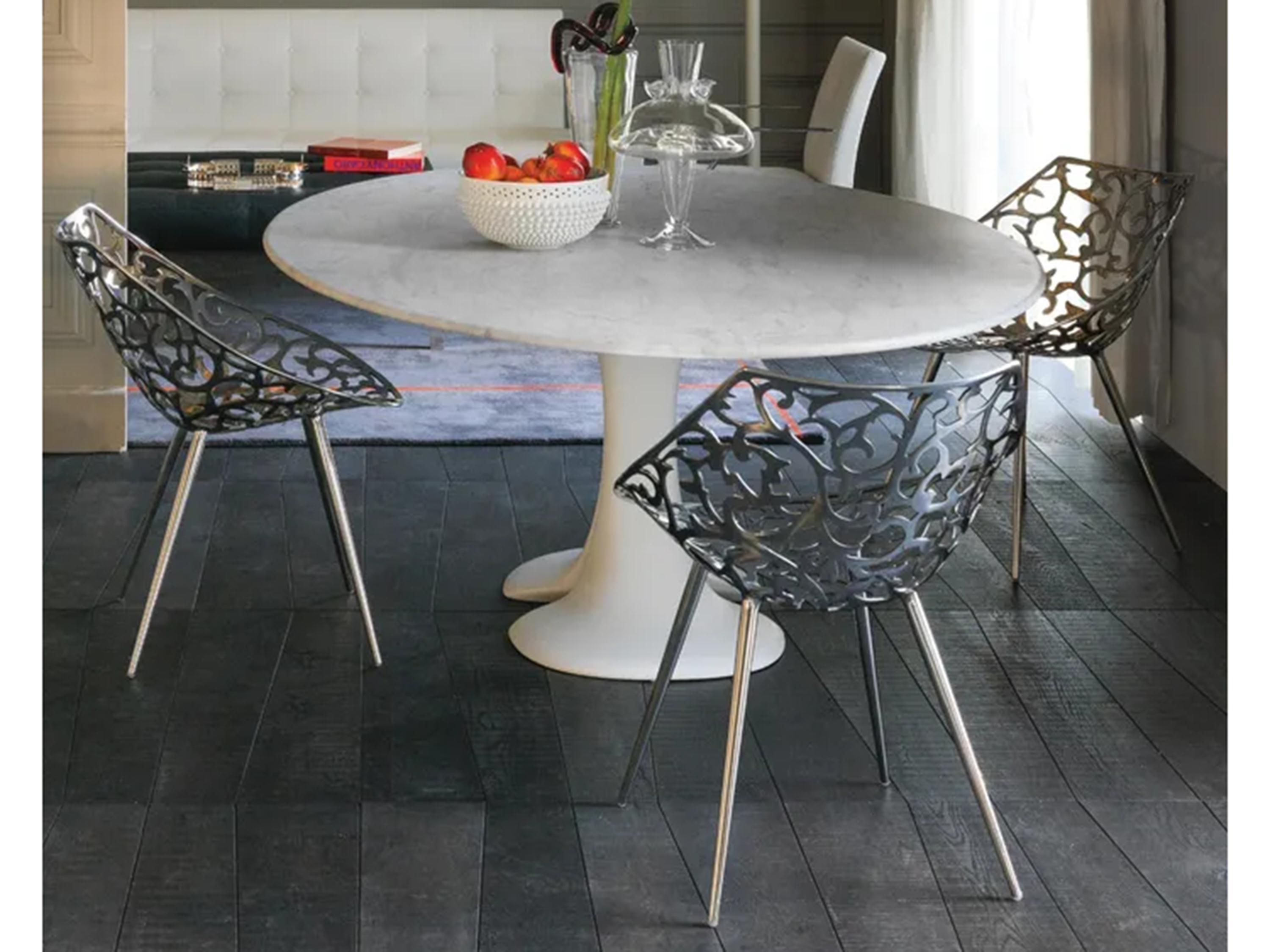 Driade Miss Lacy By Phillippe Starck Silver Side Dining Chair