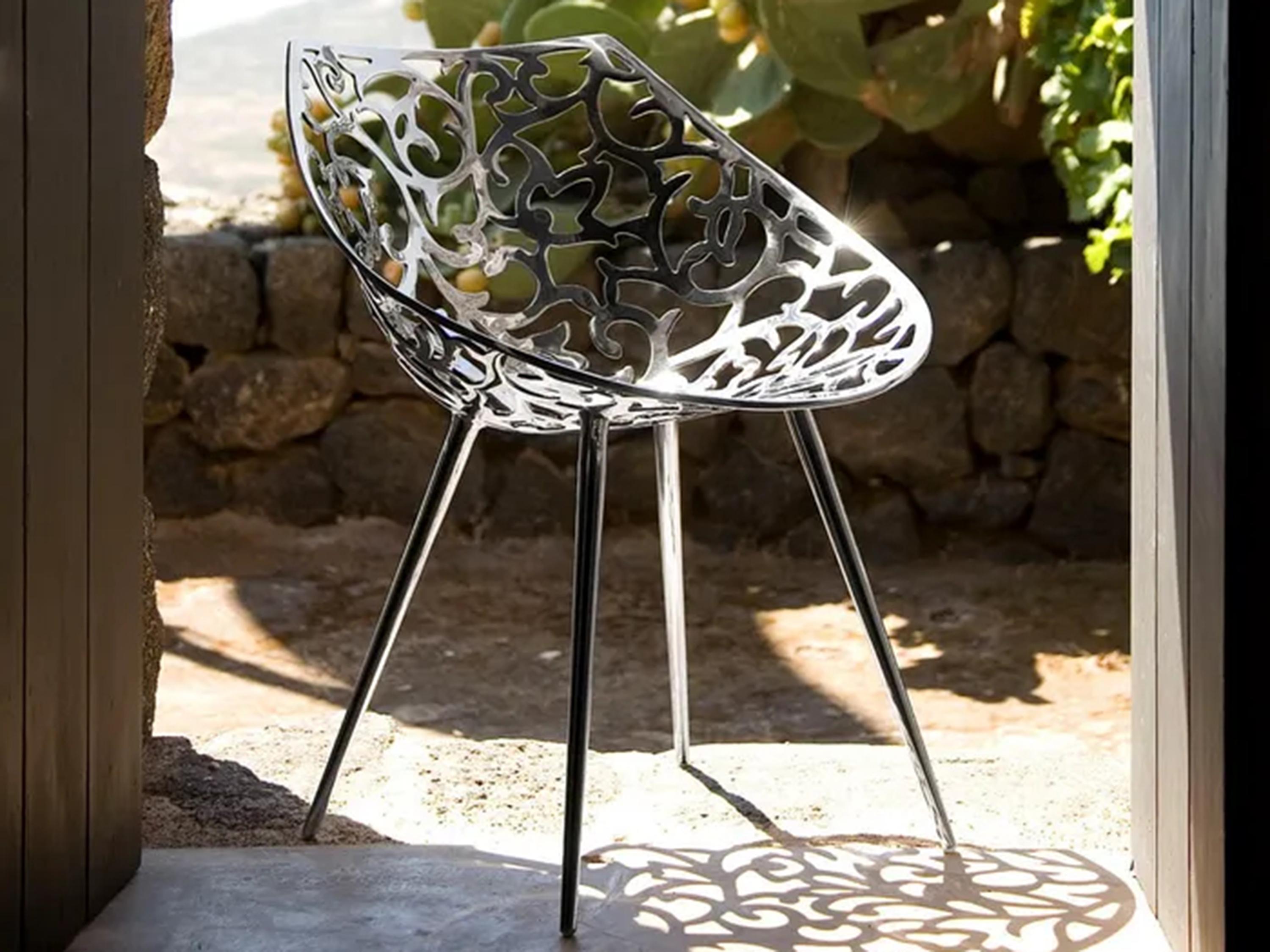 Driade Miss Lacy By Phillippe Starck Silver Side Dining Chair