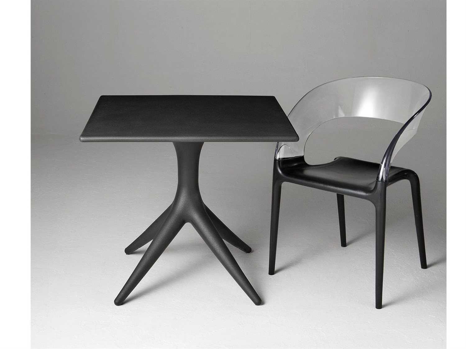 Driade Outdoor App Polypropylene Square Dining Table in Black