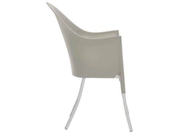 Driade Outdoor Lord Yo Aluminum Polypropylene Stackable Dining Arm Chair in Light Grey