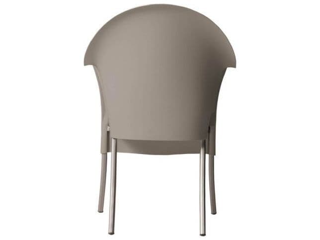 Driade Outdoor Lord Yo Aluminum Polypropylene Stackable Dining Arm Chair in Light Grey