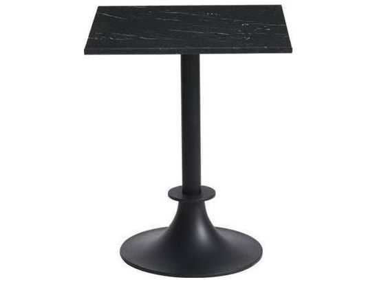 Driade Outdoor Lord Yi Aluminum Square Marquina Marble Top Bistro Table in Black/Anthracite Grey