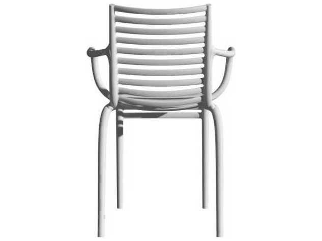 Driade Outdoor Quick Ship Pip-e Polypropylene Monobloc Stackable Dining Arm Chair in White