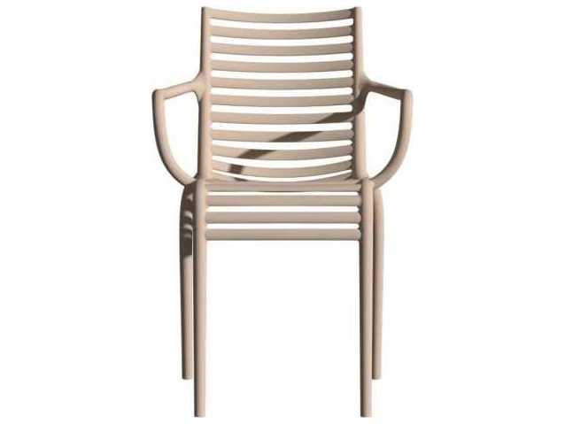 Driade Outdoor Pip-e Polypropylene Monobloc Stackable Dining Arm Chair in Carnation