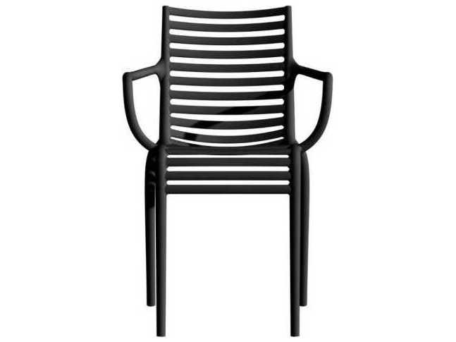 Driade Outdoor Quick Ship Pip-e Polypropylene Monobloc Stackable Dining Arm Chair in Dark Grey