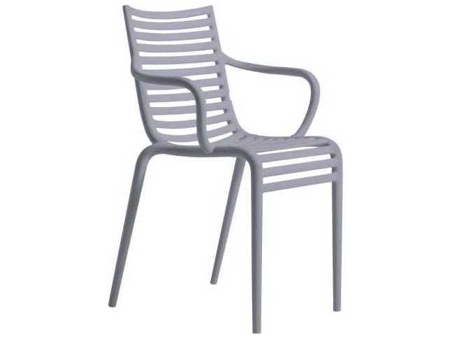 Driade Outdoor Pip-e Polypropylene Monobloc Stackable Dining Arm Chair in Lavender Grey