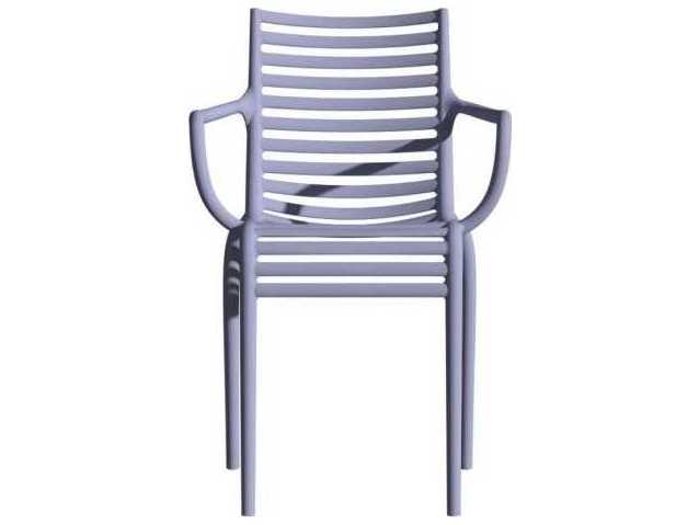 Driade Outdoor Pip-e Polypropylene Monobloc Stackable Dining Arm Chair in Lavender Grey