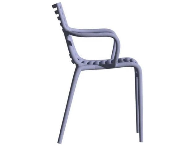 Driade Outdoor Pip-e Polypropylene Monobloc Stackable Dining Arm Chair in Lavender Grey