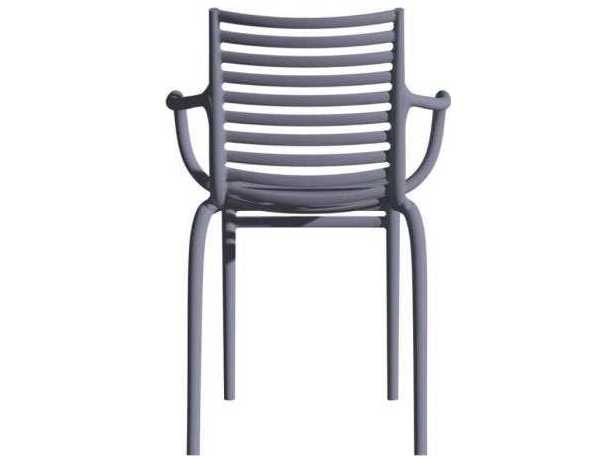 Driade Outdoor Pip-e Polypropylene Monobloc Stackable Dining Arm Chair in Lavender Grey