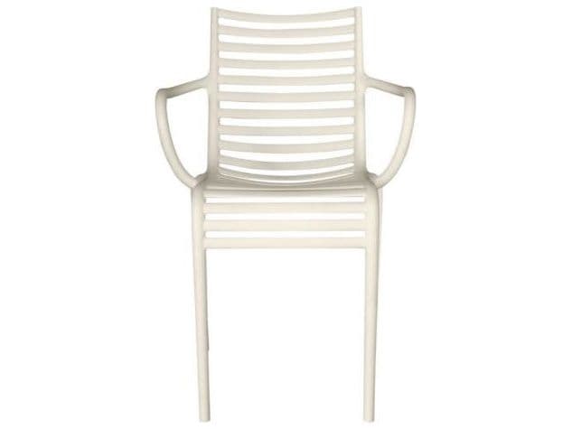 Driade Outdoor Pip-e Polypropylene Monobloc Stackable Dining Arm Chair in White