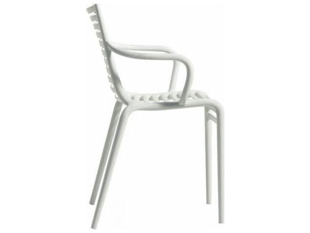 Driade Outdoor Pip-e Polypropylene Monobloc Stackable Dining Arm Chair in White
