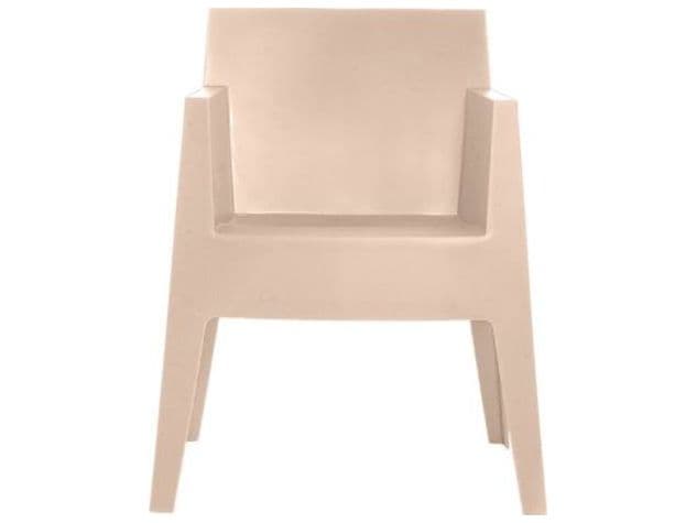 Driade Outdoor Toy Polypropylene Monobloc Stackable Dining Arm Chair in Carnation