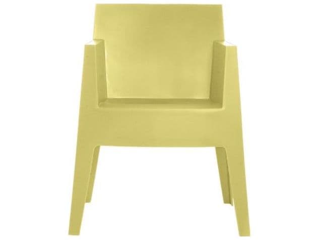 Driade Outdoor Quick Ship Toy Polypropylene Monobloc Stackable Dining Arm Chair in Mustard Yellow
