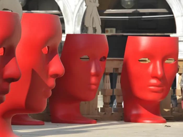 Driade Outdoor Quick Ship Nemo Polyenthylene Monobloc Big Swivel Armchair in Red