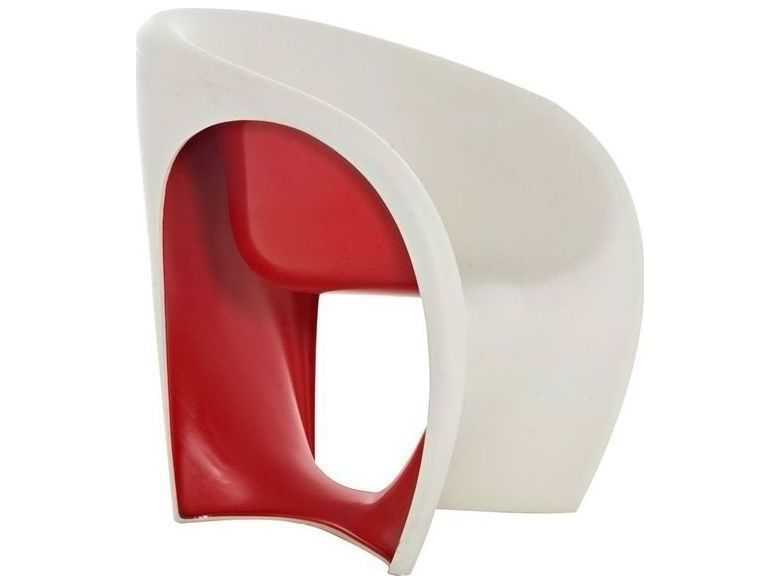 Driade Outdoor Quick Ship Mt1 Polyethylene Monobloc Lounge Chair in Sand White/Red