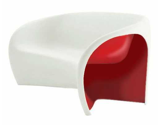 Driade Outdoor Mt2 Polyethylene Monobloc Sofa in Sand White/Red
