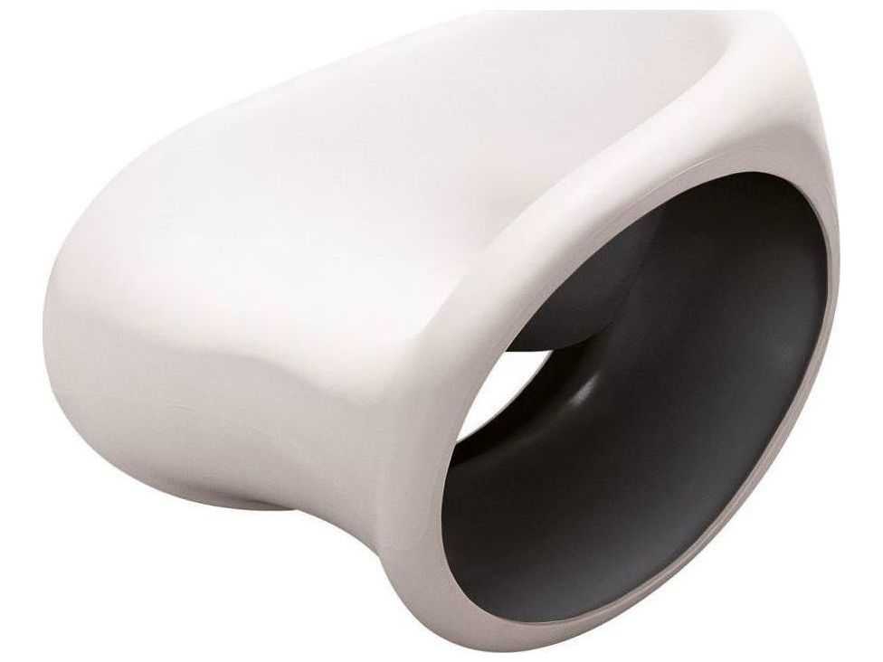 Driade Outdoor Mt3 Polyethylene Monobloc Rocking Lounge Chair in Sand White/Black