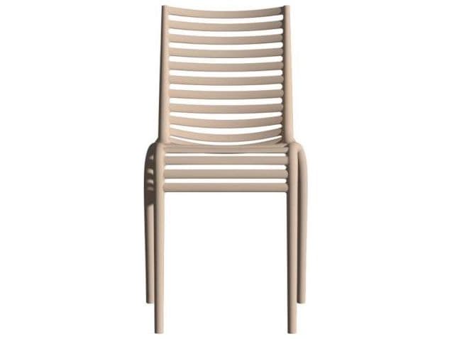 Driade Outdoor Quick Ship Pip-e Polypropylene Monobloc Stackable Dining Side Chair in Carnation