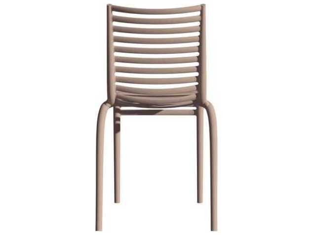 Driade Outdoor Quick Ship Pip-e Polypropylene Monobloc Stackable Dining Side Chair in Carnation