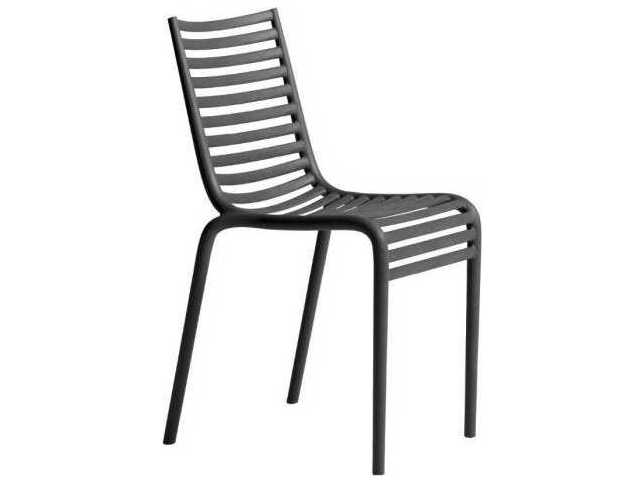 Driade Outdoor Quick Ship Pip-e Polypropylene Monobloc Stackable Dining Side Chair in Dark Grey