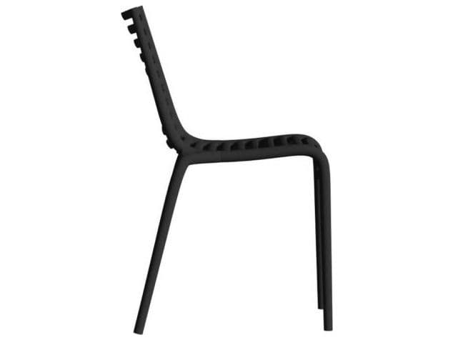 Driade Outdoor Quick Ship Pip-e Polypropylene Monobloc Stackable Dining Side Chair in Dark Grey