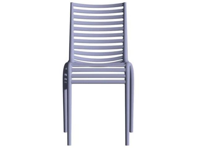 Driade Outdoor Quick Ship Pip-e Polypropylene Monobloc Stackable Dining Side Chair in Lavender Grey