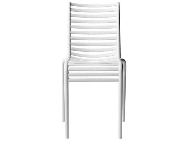 Driade Outdoor Pip-e Recycled Polypropylene Monobloc Stackable Dining Side Chair in White