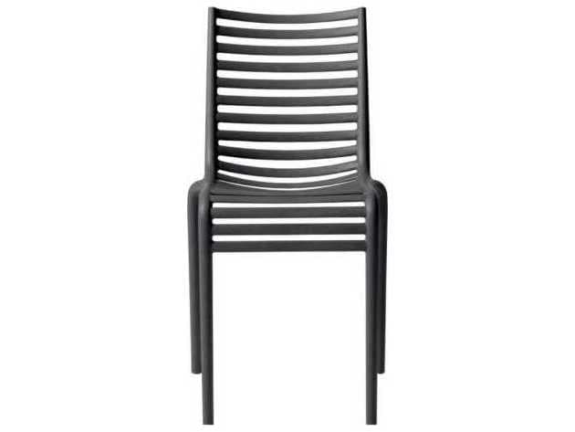 Driade Outdoor Pip-e Recycled Polypropylene Monobloc Stackable Dining Side Chair in Dark Grey