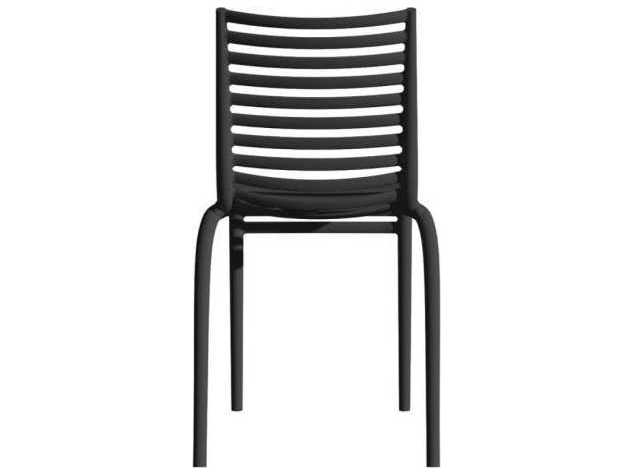 Driade Outdoor Pip-e Recycled Polypropylene Monobloc Stackable Dining Side Chair in Dark Grey