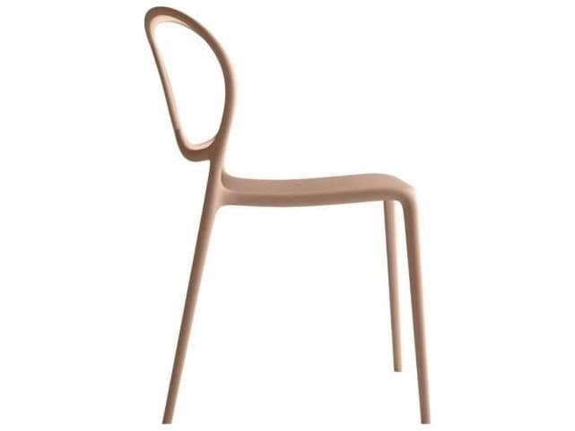 Driade Outdoor Quick Ship Sissi Polypropylene Stackable Dining Side Chair in Pink