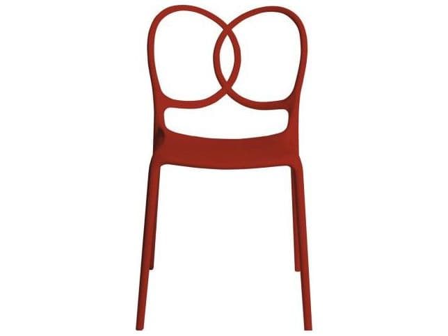 Driade Outdoor Sissi Polypropylene Stackable Dining Side Chair in Red