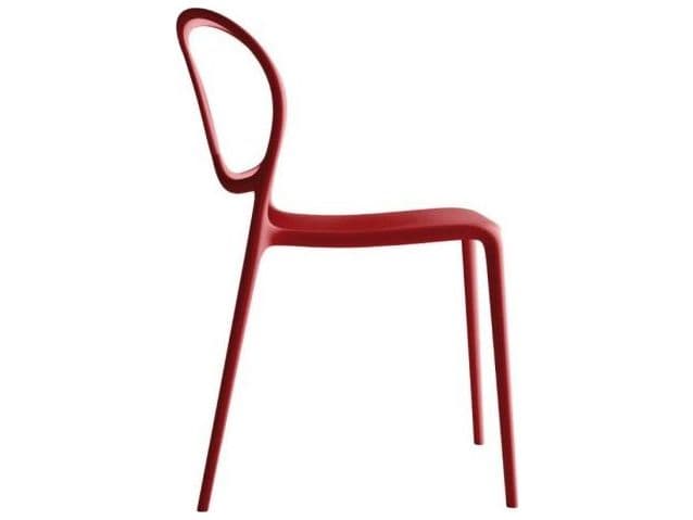 Driade Outdoor Sissi Polypropylene Stackable Dining Side Chair in Red