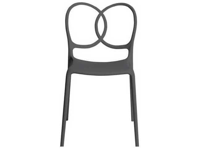 Driade Outdoor Quick Ship Sissi Polypropylene Stackable Dining Side Chair in Dark Grey