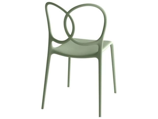 Driade Outdoor Quick Ship Sissi Polypropylene Stackable Dining Side Chair in Green