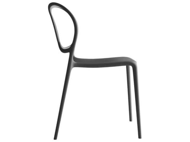Driade Outdoor Sissi Recycled Stackable Dining Side Chair in Dark Grey